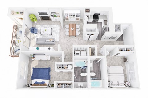 Floor plan for 2 beds, 2 baths, 1125 sqft